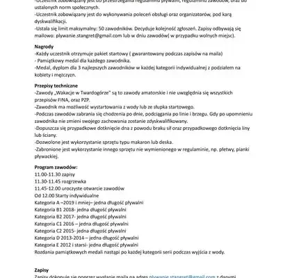 IV Amatorskie Zawody Pływackie w Twardogórze – zapisy trwają