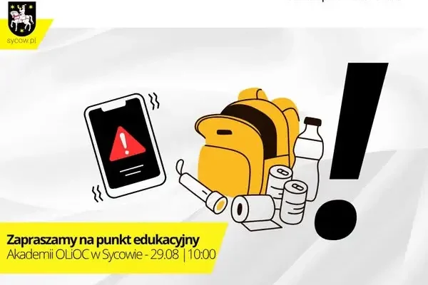 Punkt edukacyjny Akademii OLiOC w Sycowie – naucz się reagować na alarmy i skompletuj plecak ewakuacyjny