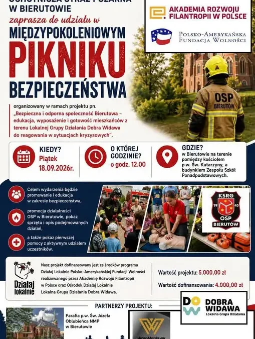 Międzypokoleniowy Piknik Bezpieczeństwa w Bierutowie – edukacja i wspólna zabawa