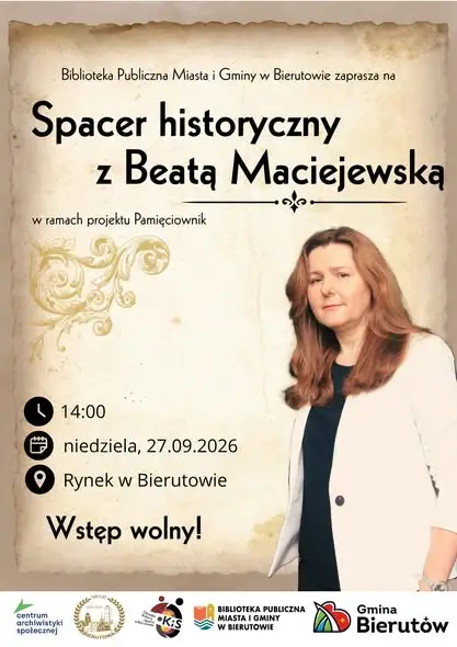 Spacer historyczny po Bierutowie z Beatą Maciejewską – już w najbliższą niedzielę