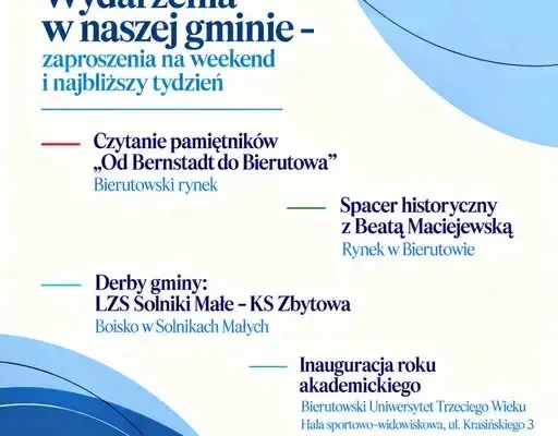 Weekend i nadchodzący tydzień w gminie Bierutów – sprawdź plan wydarzeń