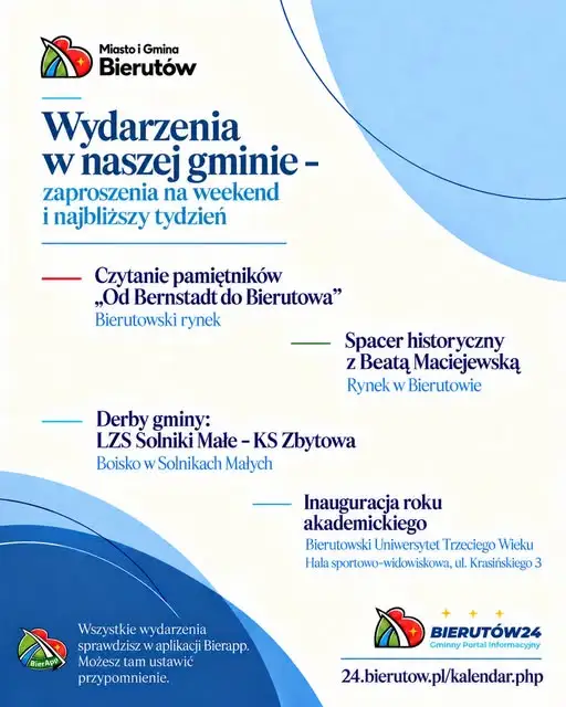 Weekend i nadchodzący tydzień w gminie Bierutów – sprawdź plan wydarzeń