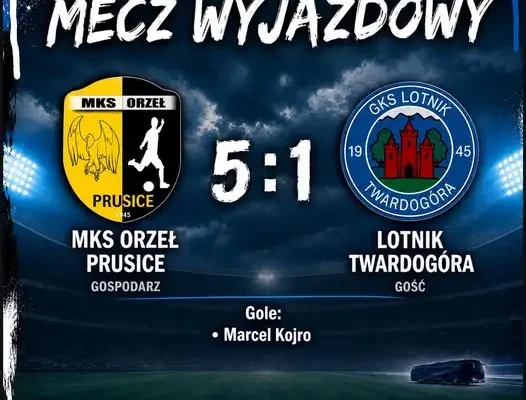 Lotnik Twardogóra rozbity w Prusicach. Orzeł wygrywa 5:1