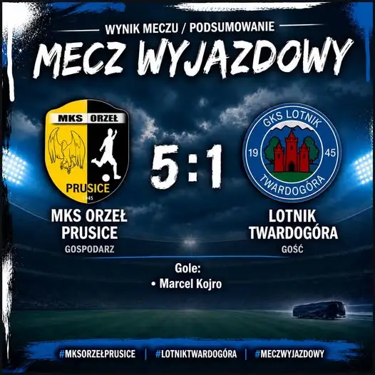 Lotnik Twardogóra rozbity w Prusicach. Orzeł wygrywa 5:1