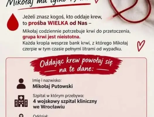 Kibice Pogoni Oleśnica apelują o oddanie krwi dla Mikołaja Putowskiego