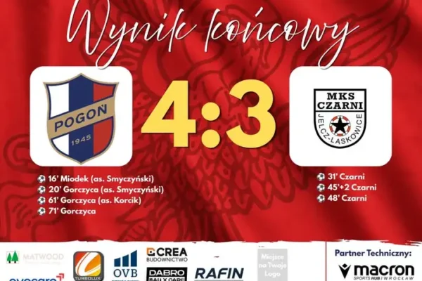 Pogoń Oleśnica wygrywa 4:3 z Czarnymi Jelcz-Laskowice w VII kolejce A Klasy