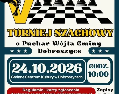 V Turniej Szachowy o Puchar Wójta Gminy Dobroszyce – zapisy trwają