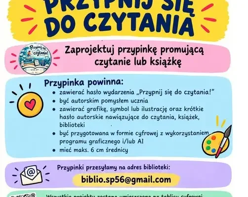 Przypnij się do czytania – szkolny konkurs na projekt przypinki w SP nr 18 w Lublinie