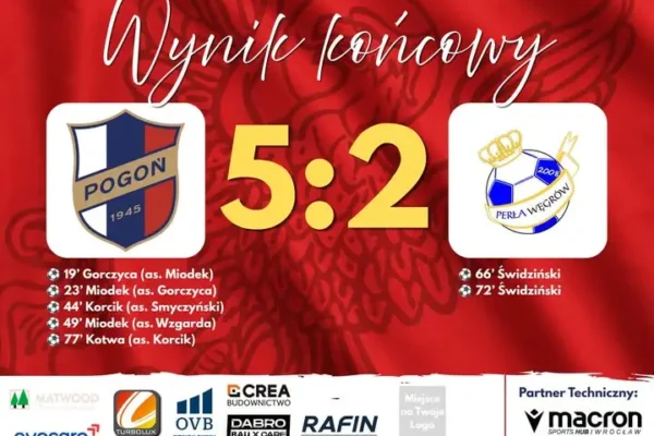 Pogoń Oleśnica rozgromiła Perłę Węgrów 5:2 w 9. kolejce Decathlon A Klasy