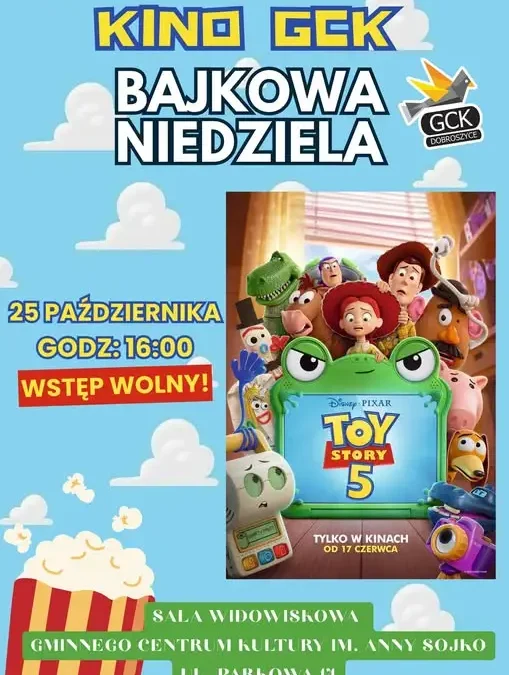 Bajkowa niedziela w kinie GCK – bezpłatny pokaz „Toy Story 5”