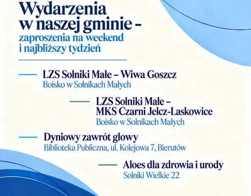 Weekend i nadchodzący tydzień w gminie Bierutów – sprawdź, co się będzie działo