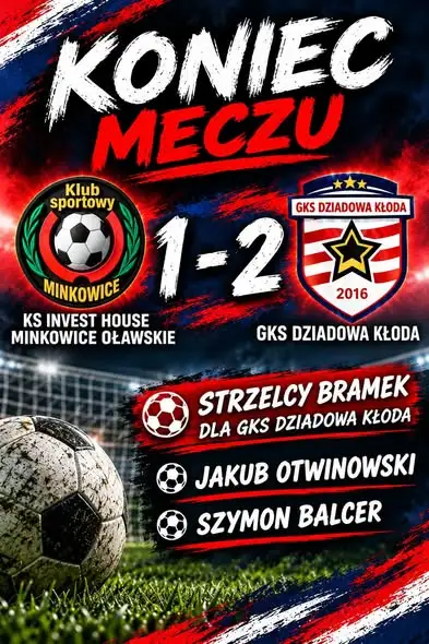 GKS Dziadowa Kłoda wywozi trzy punkty z Minkowic Oławskich