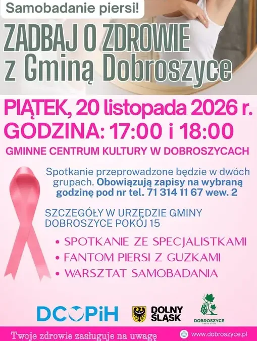 Bezpłatne warsztaty samobadania piersi w Dobroszycach – zapisy trwają