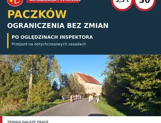Uszkodzony mostek w Paczkowie: utrzymane ograniczenia, trwają prace nad dokumentacją