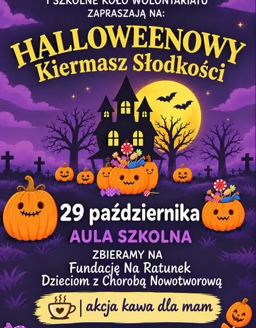 Halloweenowy Kiermasz Słodkości – 29 października w szkolnej auli