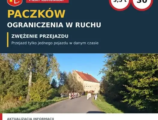 Mostek w Paczkowie uszkodzony po wypadku – są ograniczenia w ruchu