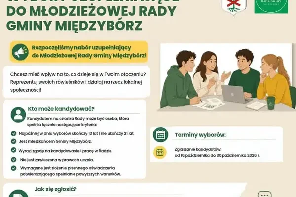 Młodzieżowa Rada Gminy Międzybórz ogłasza nabór uzupełniający – zgłoszenia do 30 października