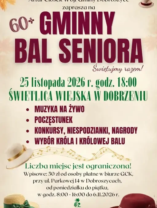 Gminny Bal Seniora w Dobroszycach – zapisy ruszają już jutro