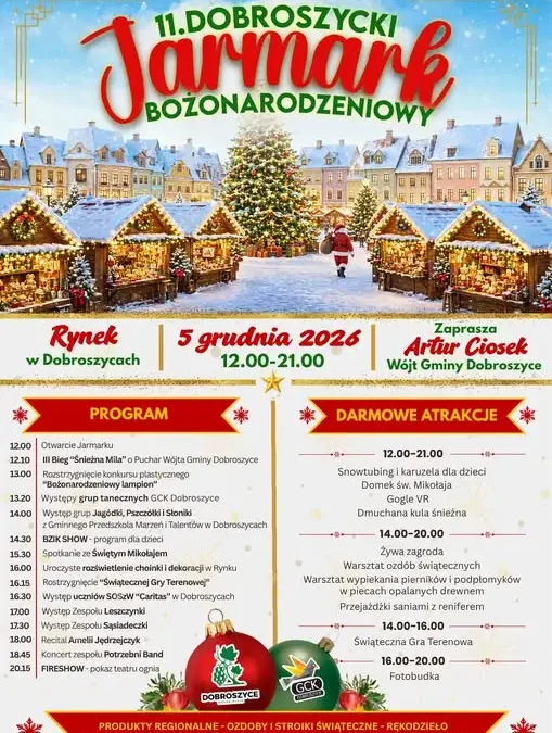 11. Dobroszycki Jarmark Bożonarodzeniowy – 5 grudnia 2026 w Dobroszycach
