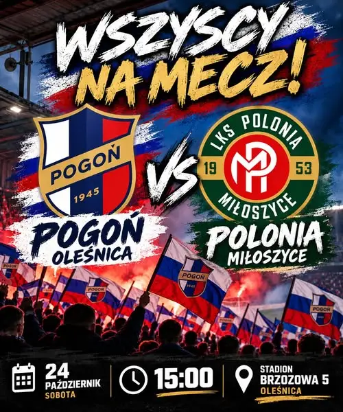 Pogoń Oleśnica zagra z Polonią Miłoszyce – sobota, 24 października