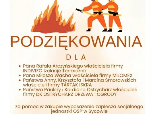 OSP Syców dziękuje sponsorom za wyposażenie zaplecza socjalnego