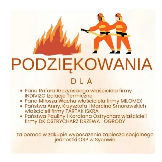 OSP Syców dziękuje sponsorom za wyposażenie zaplecza socjalnego